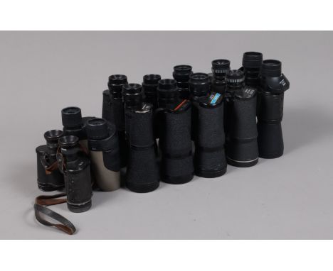 A Group of Binoculars, including a pair of Prinz 16 x 50 &amp; 10 x 50, Tasco 16 x 50, J.D. Sidal 10 x 50Praktica 16-30 x 30 