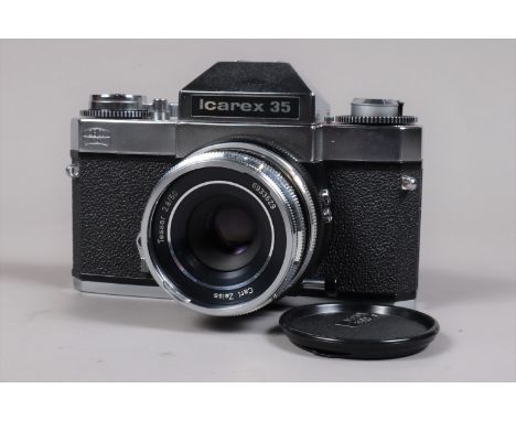 A Zeiss Ikon Icarex 35 SLR Camera, shutter working, self timer not firing shutter, body VG, with Carl Zeiss 50mm f/2.8 lens, 