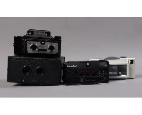 A Thornton Pickard Stereo Puck Box Camera and Other Cameras, comprising a Stereo Puck, body G, shutter working, together with