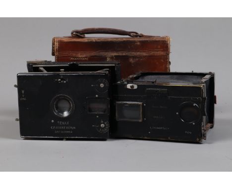 Strut Folding Cameras, a Goerz Coat Pocket Tenax, 6.5 x 9cm plates, shutter fires, a Dopp.-Anast.Syntor 10cm f/6.3 lens,a Gau