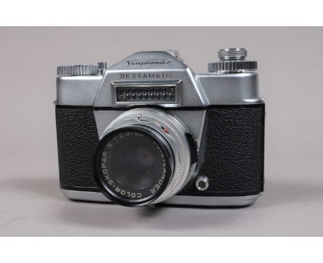 A Voitländer Bessamatic SLR Camera, shutter working, meter responsive, body G-VG, light wear, with Color Skopar X 50mm f.2.8 