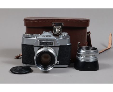 A Voigtländer Bessamatic SLR Camera, serial no 64469, body VG, shutter sticking at slow speeds, meter not working, a Septon 5