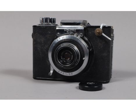 An Envoy Wide Angle 6 x 8cm Roll Film Camera, serial no 3569, body F, top plate leatherette peeling, Epsilon shutter not work