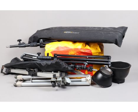 Studio Equipment, light stands, soft boxes, reflector screen, snoods, clamps and other items