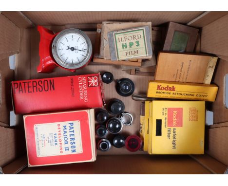 Developing and Printing Accessories, including some enlarging lenses from Dallmeyer (2), Gnome (2), Wray (3), a red Eastman K