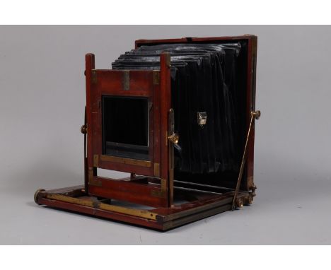 A Whole Plate Mahogany &amp; Brass Field Camera Body, double extension, circa 1900, body F, black bellows, no maker's plate, 