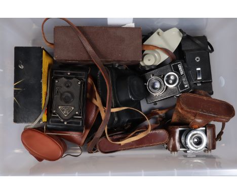 A Kodak 35 and Other Cameras, a Kodak 35 viewfinder camera with 51mm f/4.5 lens, a Zorki 4 rangefinder camera with Jupiter-8 