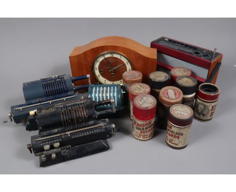 Various items,  mechanical calculators - Original Odhner, metal-cased - blue case (1), black case (1) with plastic-cased Solo