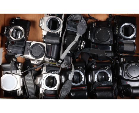 A Tray of SLR Camera Bodies, including Nikon F50 (2), f65(2), Minolta X-9, 7000 AF, Dynax 600si Classic (2), Pentax MZ-7, MZ-