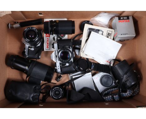 A Pentax ME Super and a Pentax KX SLR Cameras, ME Super serial no 3903102, shutter working, meter responds to light, with Mir