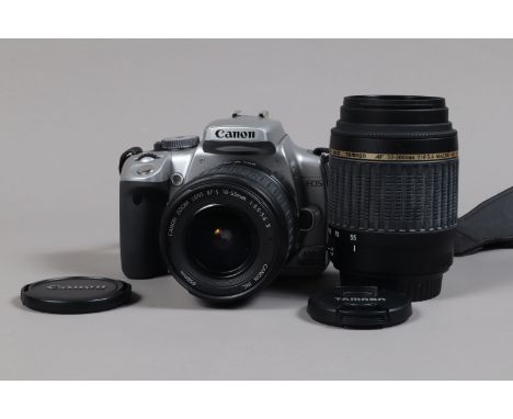 A Canon EOS 400D DSLR Camera, powers up, shutter working, flash working, body G, with battery, no charger, with EF-S 18-55mm 