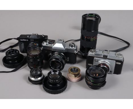 Cameras and Lenses, including a Fujica ST901 Auto Electro SLR camera, shutter working, metering reacts to light with EBC Fuji