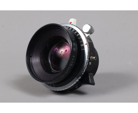 A MC Rodenstock Sironar N 150mm f/5.6 Lens, serial no 9667834, in Copal No.0 shutter, shutter working, barrel G, elements G, 