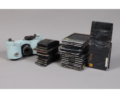 Cut Film Holders and Roll Film Backs, four cut film holders from MPP and Toyo, a quantity of other holders, an AP plate holde
