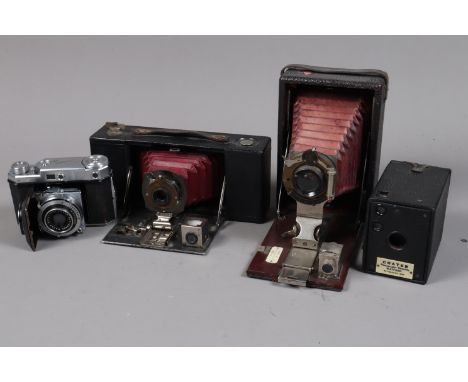 Four Early 20th Century Kodak Cameras, comprising a Kodak Pocket Premo C folding camera, red bellows, a No 2A Folding Pocket 