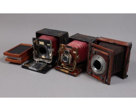 Sanderson and Thornton Pickard Cameras, an early Sanderson Regular hand and stand camera, piece missing from top of rising fr