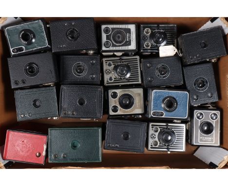 A Tray of Kodak Box Cameras, models include Six 20 Brownie Junior, Six 20 Brownie D, Portrait Brownie No2, Portrait Hawkeye N