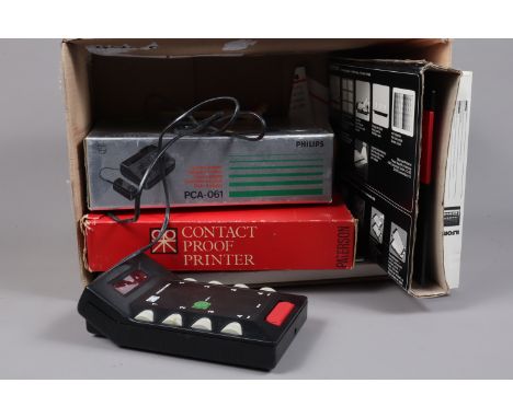 Darkroom Equipment, including a Philips PCA-061 color analyser, a Jobo Process Timer 4, an Ilford Cibachrome-A contact printi