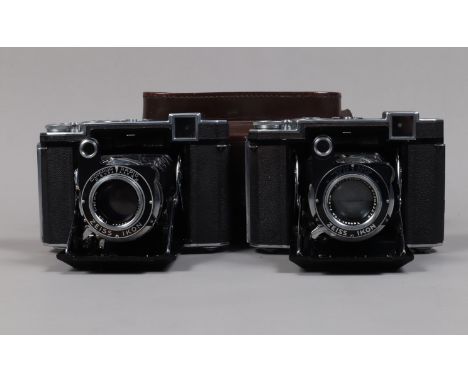 Two Zeiss Ikon Super Ikonta Folding Cameras, a model 532/16, 6 x 6cm roll film coupled rangefinder camera, serial no Q17353, 