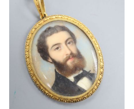 Alessandro Cittadini (1820 - 1877), oval portrait miniature of a gent dated 69, gold? filigree frame