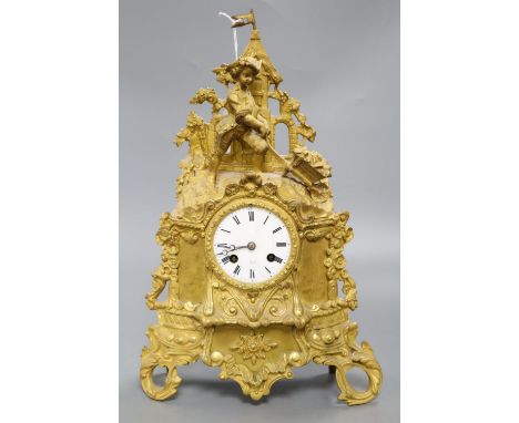 A French gilt figural mantel clock, by Rollis of Paris, height 36cm