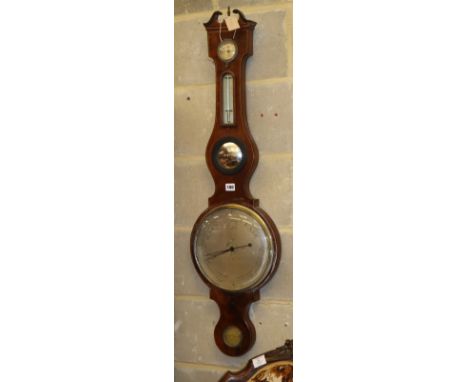 An early 19th century mahogany wheel barometer / thermometer, J. Spetzim, Brooks, H.110cm