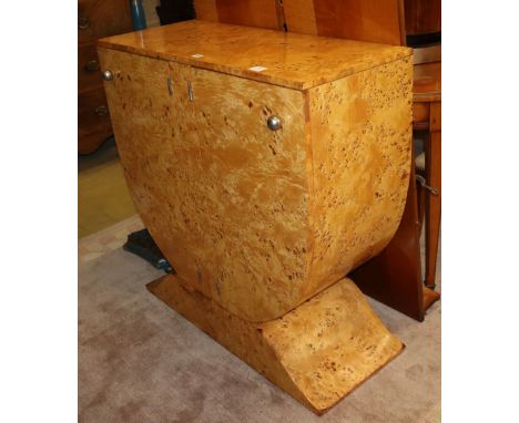 An Art Deco burr maple two door 'U' shaped cabinet, W.97cm, H.99cm