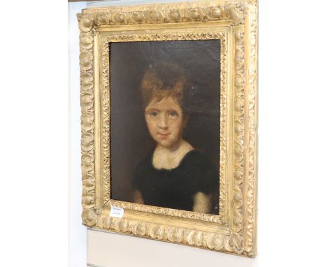 Follower of Constable, oil on board, Head and shoulder portrait of a young girl, 40 x 31cm
