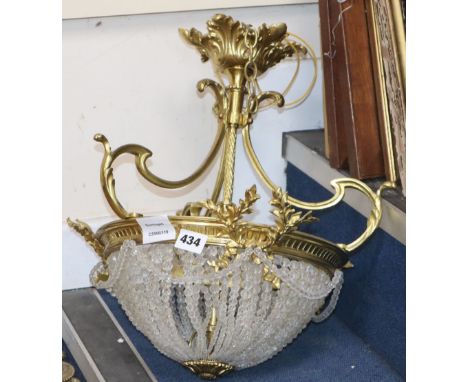 A Regency style ormolu and glass faceted bead bag ceiling chandelier