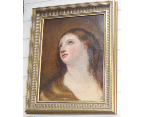 18th century English School, oil on canvas (fragment), Head and shoulder portrait, 41 x 31cm