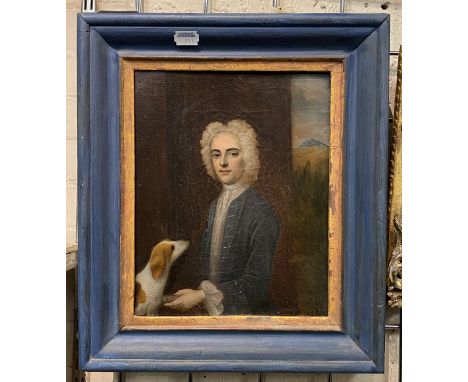 UNSIGNED PORTRAIT OF A GENTLEMAN WITH HOUND