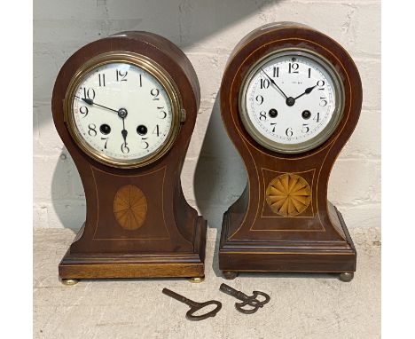 INLAID EDWARDIAN MANTLE CLOCK &amp; ANOTHER