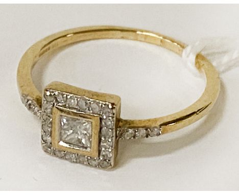 9CT GOLD &amp; DIAMOND RING SIZE L/M 1.6 GRAMS APPROX