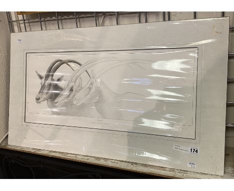 SIGNED LTD EDITION PRINT FROM A DRAWING OF GARY HODGES 26.5CMS (H) X 62.5CMS (W) APPROX