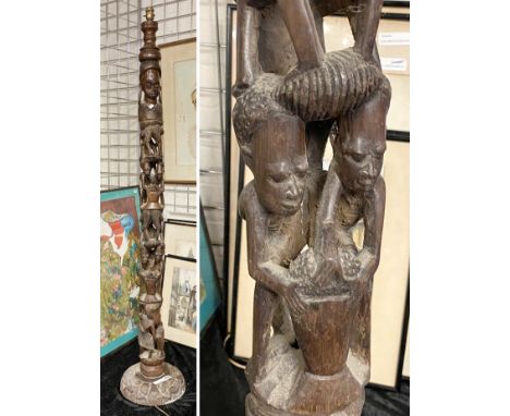 TALL CARVED AFRICAN STANDARD LAMP - 147 CMS (H) APPROX
