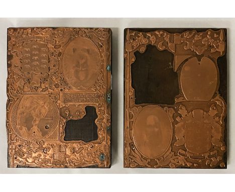 2 COPPER &amp; WOOD PRINT PLATE BLOCKS