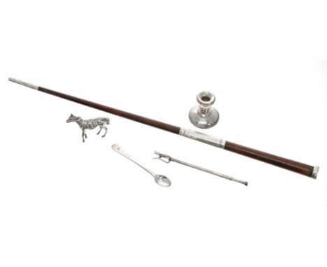 Early 20th century silver mounted ebony conductors baton, by Oskar Olsen, London, together with a silver miniature egg cup, p