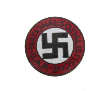 Third Reich NSDAP Party Membership enamel badge, of SS Officer Josef Bauer (1881-1958), no. M1/34 on the reverse