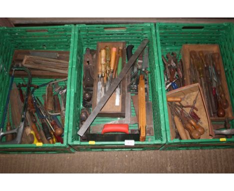 Three boxes of various hand tools 