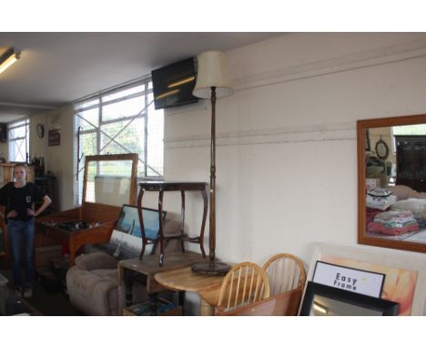 A turned standard lamp and shade 