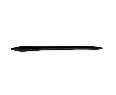 Australian Aboriginal hunting-throwing stick, of typical form with pointed swollen head and carved rough hatched grip, L61cm 