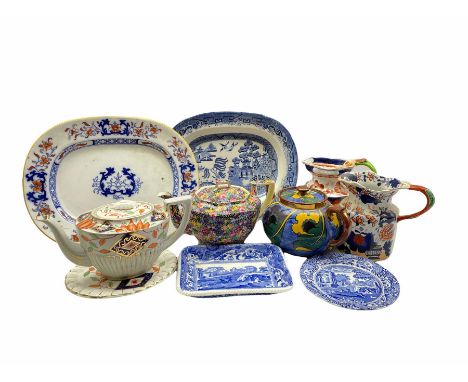 19th century Mason's Ironstone jug, another Ironstone jug, Royal Winton 'Hazel' pattern teapot, Spode Italian tea plate and r