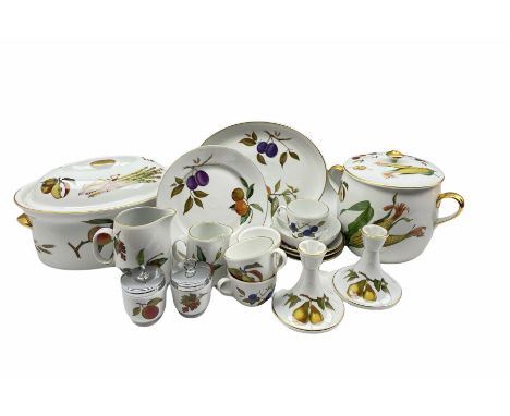 Royal Worcester 'Evesham' pattern tea and dinner wares including ramekins, cups and saucers, serving dish, large tureen, lidd