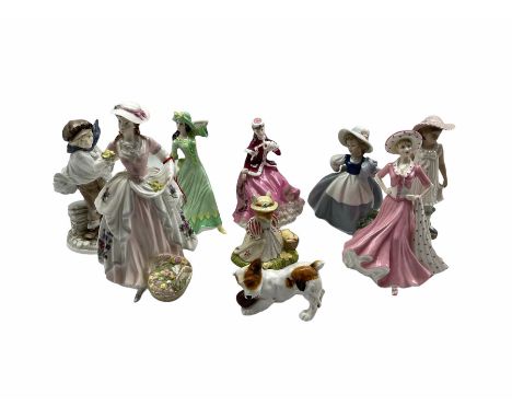 Coalport limited edition figure The Boy, another The Flower Seller, three other Coalport figures, two Nao figures, Royal Doul
