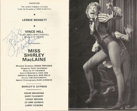 Shirley Maclaine Actress Signed Vintage 1976 London Palladium Programme. Good condition. All autographs come with a Certifica