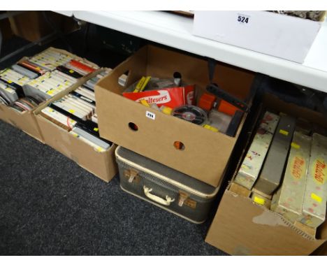 A quantity of boxed vintage piano rolls together with a large collection of reel-to-reel tapes & slides