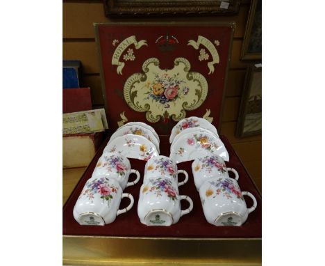 A vintage boxed Royal Crown Derby 'Derby Posie' six coffee can set