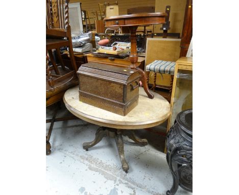 An early twentieth century tilting breakfast table together with a small tripod leg side table