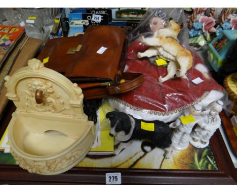 Framed tiger print, collector's doll, Beano collector's comics, leather shoulder bag etc