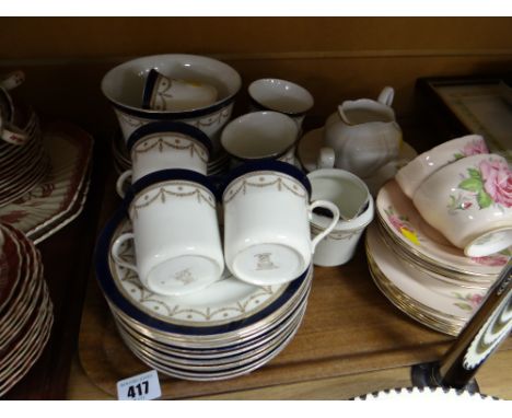 Vintage Elite Staffordshire blue & gold teaset together with a small parcel of Aynsley cups, saucers & side plates together w